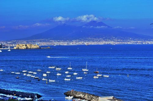 Naples, Jūra, Vesuvius, Mėlynas, Jūrų Kraštovaizdis, Porto, Italy, Sicilija