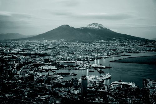 Naples, Kraštovaizdis, Campania, Italy, Miestas, Miesto Kraštovaizdis, Jūra, Vesuvius, Žibintai