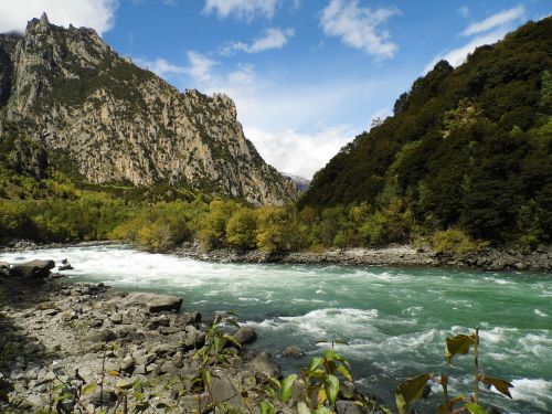 Gamtos Kraštovaizdis, Tibetas, Nyingchi, Upė, Kalnas, Kraštovaizdis, Akmens Kalnas