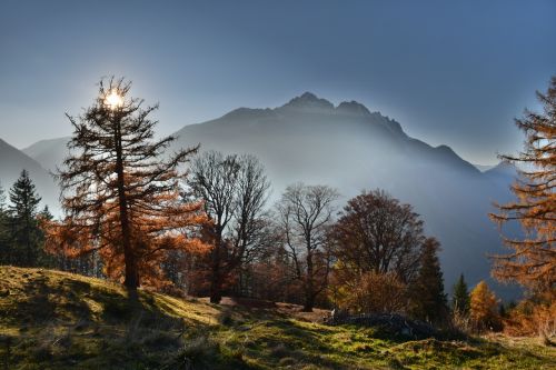 Rytų Tyrol, Lienz Dolomites, Aukštas Puikus, Ruduo, Saulėlydis