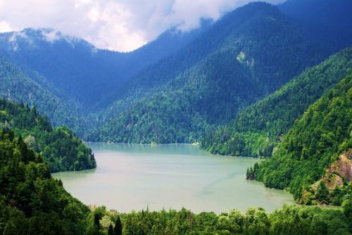 Gamta, Ežeras, Kaukazas, Kalnai, Altas, Kraštovaizdis, Rusiška Gamta, Vasara, Debesys, Grožis