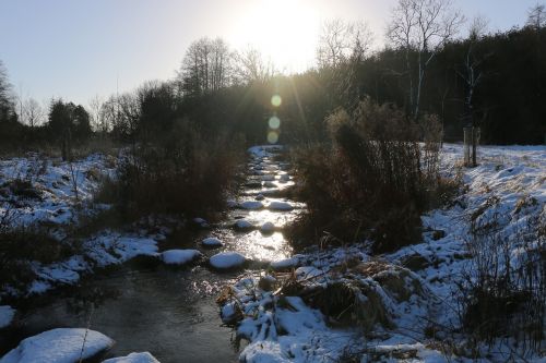 Gamta, Žiema, Vanduo, Krioklys