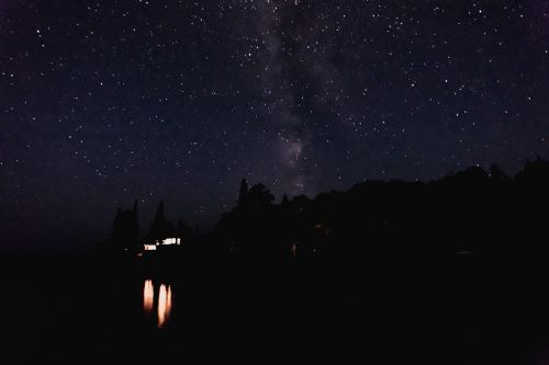 Gamta, Kraštovaizdis, Tamsi, Naktis, Atspindys, Šviesa, Žvaigždės, Stargazing, Astrofotografija, Debesys