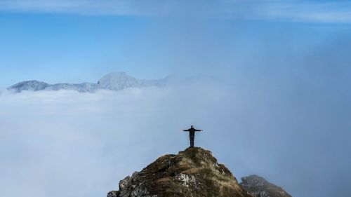 Gamta, Debesys, Dangus, Kalnas, Alpinistas, Viršuje, Kelionė