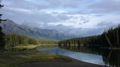 Gamta,  Ežeras,  Vanduo,  Panoraminis,  Kraštovaizdis,  Johnson,  Banff,  Alberta,  Kanada,  Be Honoraro Mokesčio
