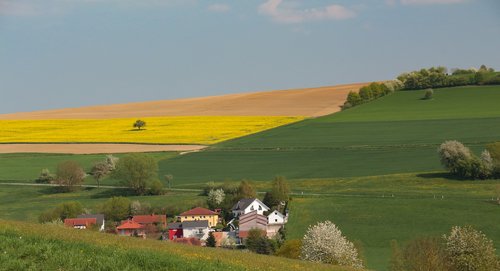 Pobūdį,  Žolė,  Panorama,  Kraštovaizdis,  Dangus,  Kaimas,  Pavasaris,  Peizažai,  Saulė