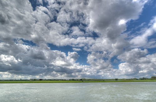 Pobūdį,  Panoraminis,  Vasara,  Debesis,  Dangus,  Upė,  Nyderlandai,  Cloudscape