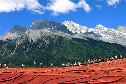 Pobūdį,  Paukščio Skrydžio Vaizdas,  Turizmas,  Kalnų,  Vaizdingos,  Sniego Kalnų,  Lijiang,  Šokis