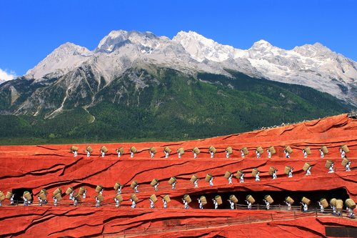Pobūdį,  Paukščio Skrydžio Vaizdas,  Turizmas,  Kalnų,  Vaizdingos,  Sniego Kalnų,  Lijiang,  Šokis