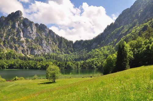 Pobūdį,  Kraštovaizdis,  Kalnai,  Ežeras,  Bergsee,  Pavasario Peizažas