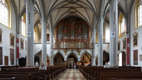 Nave, Organas, Interjeras, Altötting, Bavarija, Vokietija, Bažnyčios Pews