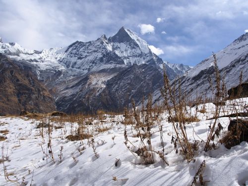 Nepalas, Basecamp, Himalajus, Kalnai, Sniegas, Kraštovaizdis