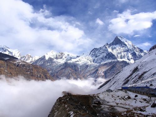 Nepalas, Basecamp, Himalajus, Kalnai, Sniegas, Kraštovaizdis