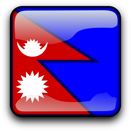 Nepalas, Vėliava, Šalis, Tautybė, Kvadratas, Mygtukas, Blizgus, Nemokama Vektorinė Grafika