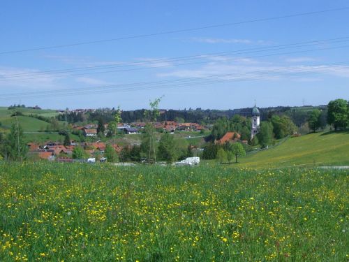 Nesselwang, Gėlių Pieva, Allgäu, Bokštas, Dangus, Mėlynas