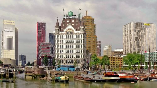 Nyderlandai, Rotterdam, Architektūra, Panorama, Miestas, Lankytinos Vietos, Dangoraižiai, Vanduo, Pastatas, Dangoraižis