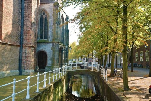 Nyderlandai, Delftas, Kanalas, Architektūra, Kelionė, Bažnyčios, Ruduo, Senamiestis