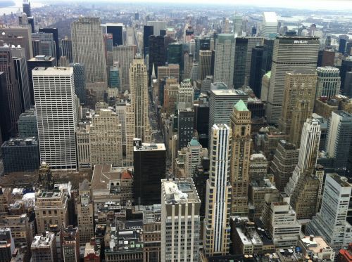Naujas, York, Niujorkas, Panorama, New York City Skyline