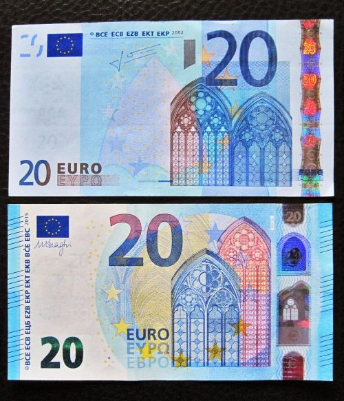 Nauji Ir Seni Dvidešimtys, 20 Eurų, Priekinė Pusė, Banknotai, 20, Valiuta, Euras, Finansai, Banknotas, Sąskaitą, Popieriniai Pinigai, Pinigai, Banknotas 20 Eurų, Dvidešimt, Nauji Ir Seni