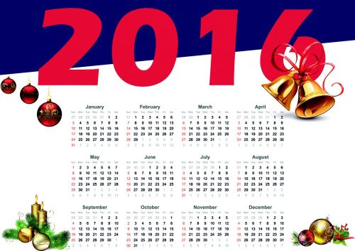 Naujieji Metai, Kalendorius, Numeriai, Numeris, Metai, 2016, Kalėdos