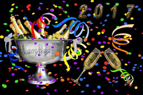 Nauji Metai 2017, Šampanas, Naujųjų Metų Vakaras, Šventė, Vakarėlis, Naujųjų Metų Diena, Gerti, Abut, Šampano Stiklas, Naujieji Metai, 2017 M. Šampano Akiniai, 2017, Putojantis Vynas, Šampano Kibiras, Sijonas, Konfeti