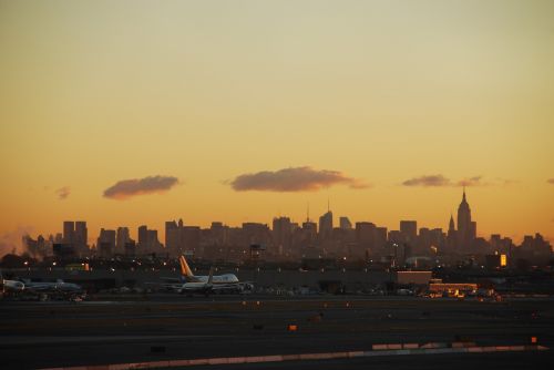 Niujorkas, Oro Uostas, Panorama, Orlaivis, Aušra, Dangus