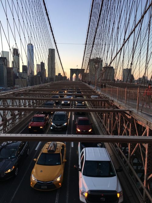 Niujorkas, Tiltas, Taksi, Niujorkas, Miestas, New York Skyline, Manhatanas, Panorama, Brooklynas, Usa, Amerikietis, Kelionė, Miesto Panorama