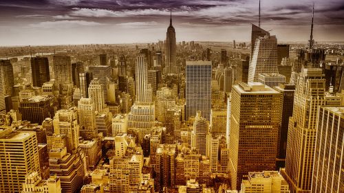 Niujorkas, Imperijos Valstybės Pastatas, Manhatanas, Panorama, Miesto, Dangoraižis, Amerikietis, Niujorkas, Orientyras, New York City Skyline
