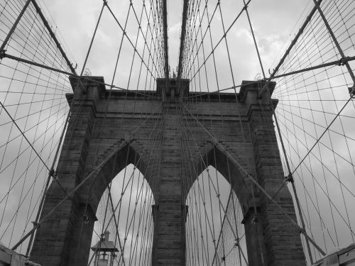 Niujorkas, Usa, Nowyjork, Niujorkas, Vaizdas, Tiltas, Architektūra, Miestas, Istorija, Panorama, Paminklai, Dangus, Juoda Ir Balta, Bruklino Tiltas, Nuostabus
