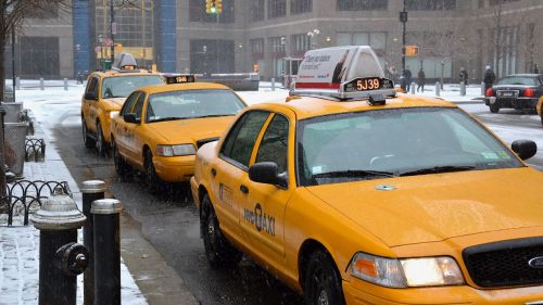 Niujorkas, Taksi, Transporto Priemonė, Snaigės, Automatinis, Žiema