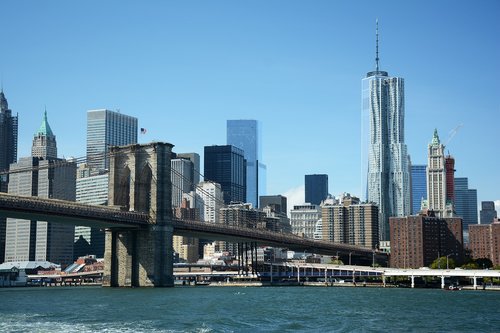 Niujorkas,  Brooklyn,  Tiltas,  Miestovaizdis,  Manhattan,  Bruklino Tiltas,  New York City Skyline,  Miestas,  Nyc,  Waterfront,  Verslo,  Dangoraižis
