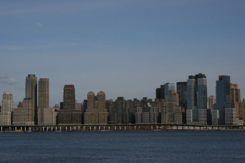Niujorkas, Panorama, Dangoraižiai, Kraštovaizdis, Vanduo, Upė, Hudson, Švarus Dangus, Metropolis, Miestas, Amerikietis, Usa, Aišku