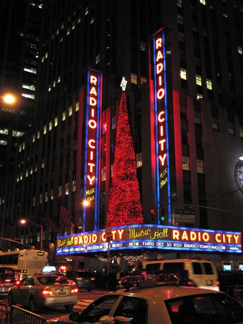 Niujorkas,  Naktis,  Miestas,  Neoniniai Ženklai,  Kalėdos,  Teatro,  Šviesoforas