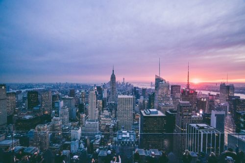 Niujorkas, Miesto Panorama, Niujorkas, Saulėlydis, Miesto