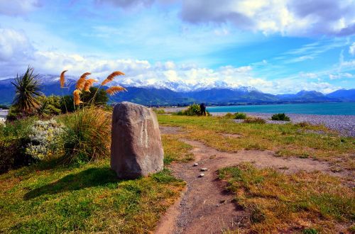 Naujoji Zelandija, Kraštovaizdis, Kalnai, Vaizdas, Gamta, Mėlynas, Pieva