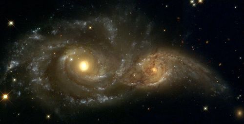 Ngc 2207, Spiralinė Galaktika, Šviesmetis, Gravitacija, Galaktika, Ic 2163, Interaktyvios Galaktikos, Žvaigždėtas Dangus, Erdvė, Visata, Visi, Naktinis Dangus, Dangus, Astronautika, Nasa, Kosmoso Kelionės