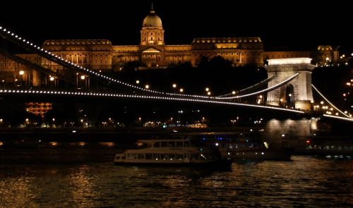 Naktis, Tiltas, Miestas, Budapest, Grandinės Tiltas, Pilis, Vakaras, Vaizdingas