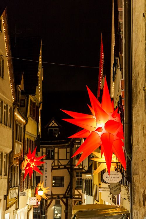 Naktis, Miestas, Kalėdų Žiburiai, Gruodžio Mėn ., Žiema, Miestas Naktį, Žibintai, Namai, Senamiestis, Tübingen
