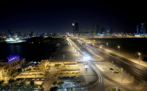Naktis, Miestas, Bahrain, Gatvė, Miesto Panorama