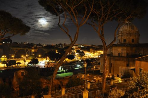 Naktis, Roma, Mėnulis, St Peterio Bazilika, Bažnyčia, Italy