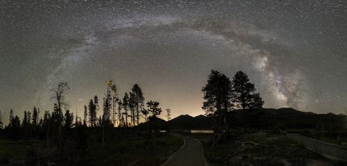 Naktinis Dangus, Paukščių Takas, Žvaigždės, Kosmosas, Erdvė, Žibintai, Kraštovaizdis, Vaizdingas, Žvaigždė, Šviesus, Lauke, Uolingas Kalnų Nacionalinis Parkas, Colorado, Usa, Panorama