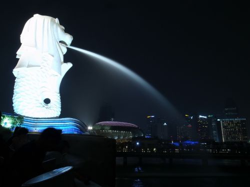 Naktinis Vaizdas, Singapūras, Merlionas, Paminklas