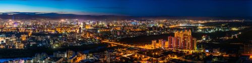 Naktinis Vaizdas, Ulaanbaatar Rytas, Mongolija, Šviesos Miestas, Po Šviesos, Panorama