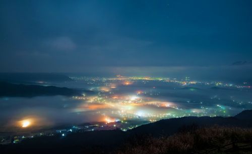 Naktinis Vaizdas, Aso, Naktis, Debesų Jūra, Japonija, Kumamoto