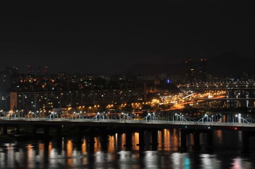 Naktinis Vaizdas,  Judesio Tiltas,  Han Upė,  Seulas,  Naktinis Peizažas