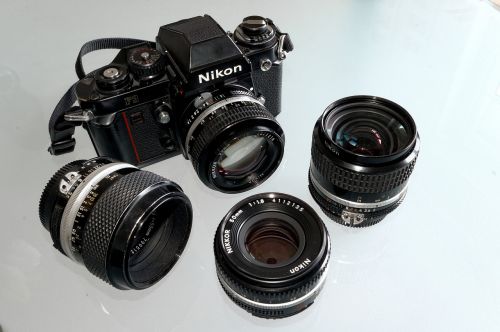 Nikon, F3, Analogas, Filmas, Fotoaparatas, Objektyvas, Retro, Nuotrauka, Senas, Fotoaparatas, Fotografija
