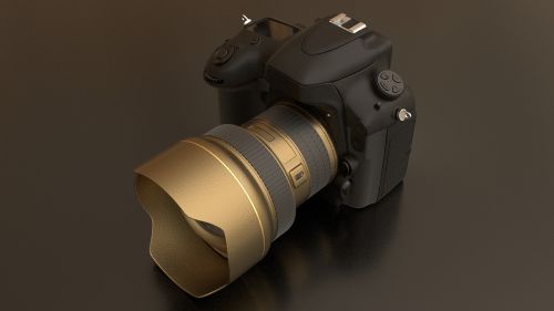 Nikon, Fotoaparatas, Fotografija, Skaitmeninis, Fotoaparatas, Objektyvas, Uždaryti, 3D Modelis, Atvaizdavimas
