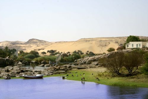 Upė, Nile, Egiptas, Aswan, Dykuma, Kraštovaizdis