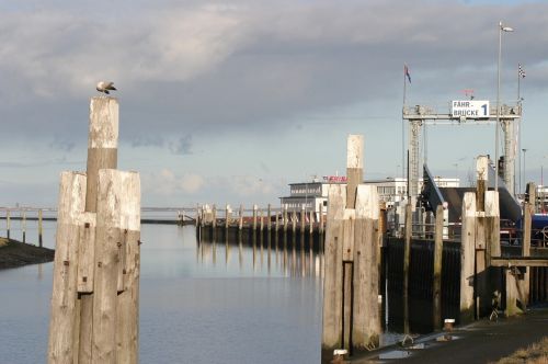 Norderney, Uostas, Medinės Lentos, Veidrodis, Fährbrücke, Vanduo