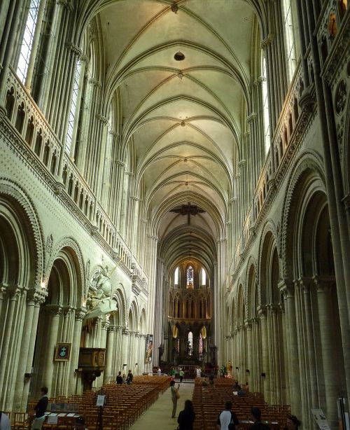 Bayeux, Katedra, Normandija, Caen, Gotika, Interjeras